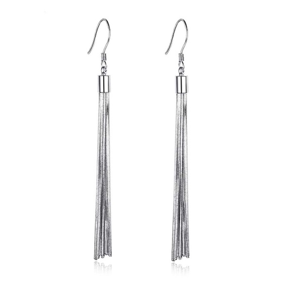 925 Stamped Silver Tassel Earrings - Picture 5 of 8